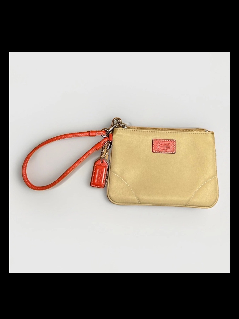 Coach Mini Hamptons Tote,Clutch,Wristlet Set-Khaki Nylon, Vermilion Leather 2005 - Picture 11 of 14